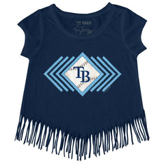 Tampa Bay Rays Tiny Turnip Girls Youth Prism Arrows Fringe T-Shirt - Navy - MLB Sale