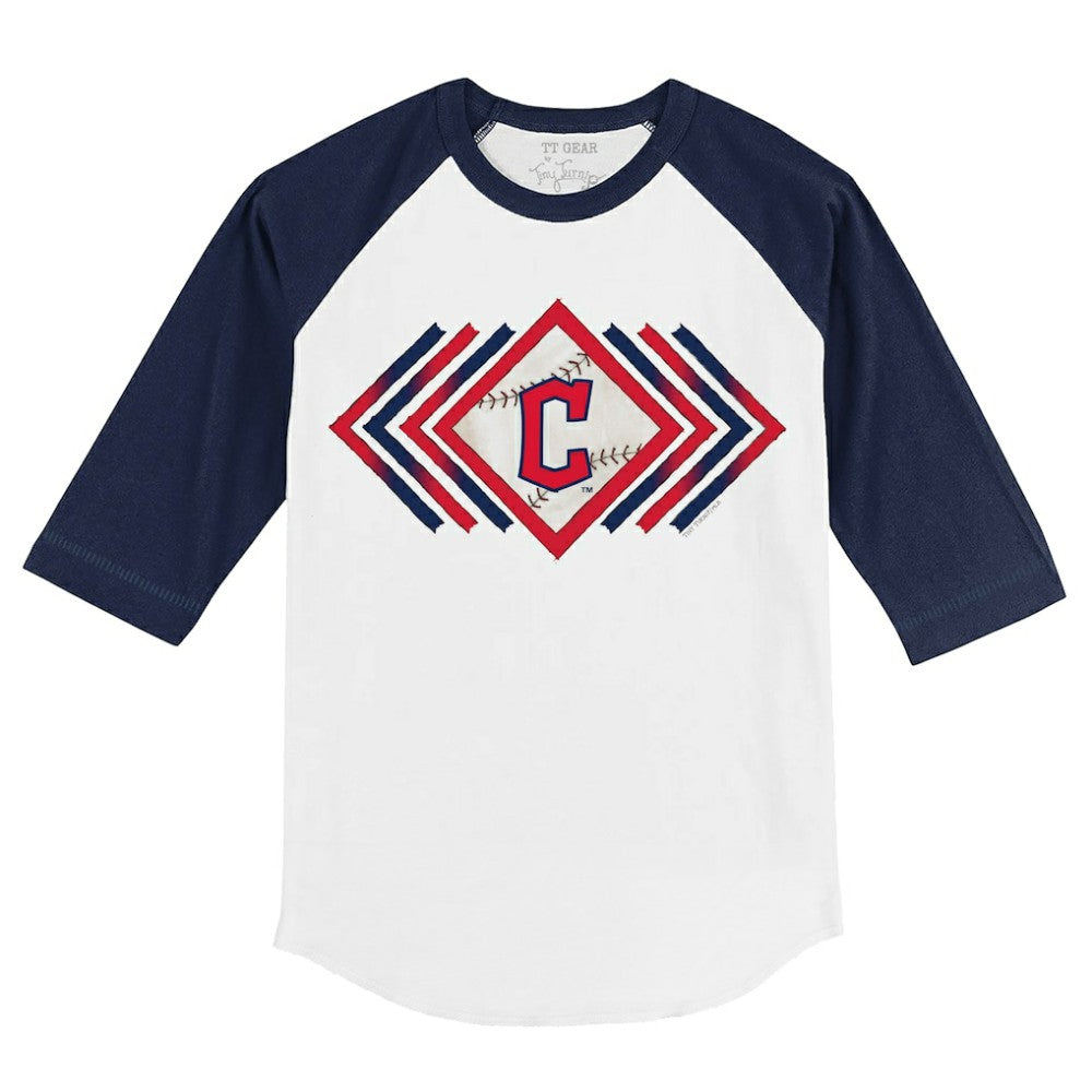 Cleveland Guardians Tiny Turnip Youth Prism Arrows 3/4-Sleeve Raglan T-Shirt - White/Navy - MLB Lifestyle