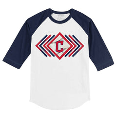 Cleveland Guardians Tiny Turnip Youth Prism Arrows 3/4-Sleeve Raglan T-Shirt - White/Navy - MLB Lifestyle