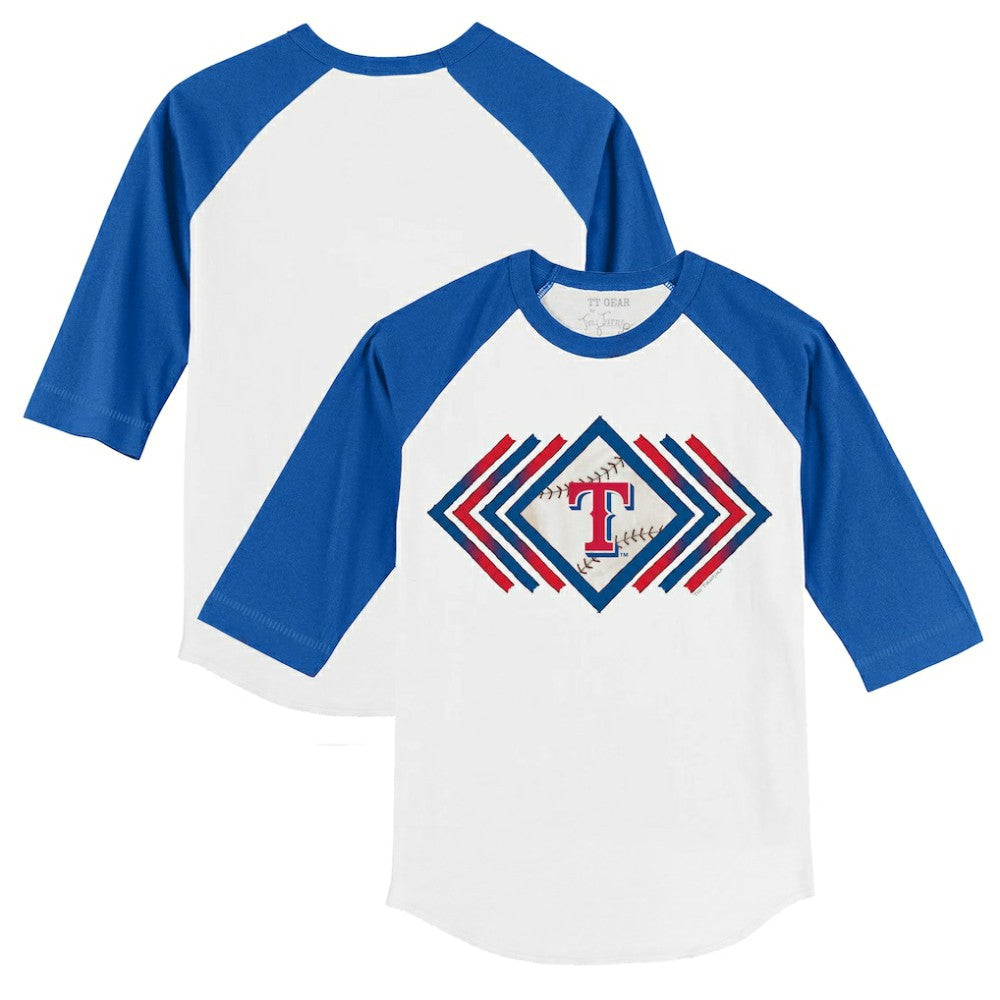 Texas Rangers Tiny Turnip Youth Prism Arrows 3/4-Sleeve Raglan T-Shirt - White/Royal - MLB Online