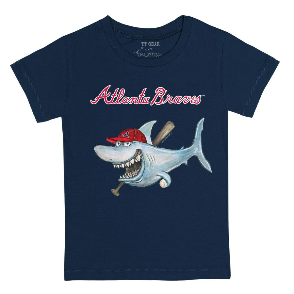 Atlanta Braves Tiny Turnip Youth Shark T-Shirt - Navy - MLB Discount