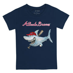 Atlanta Braves Tiny Turnip Youth Shark T-Shirt - Navy - MLB Discount