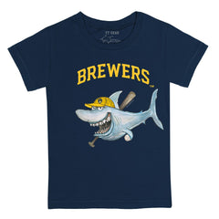 Milwaukee Brewers Tiny Turnip Youth Shark T-Shirt - Navy - MLB Sale