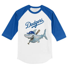 Los Angeles Dodgers Tiny Turnip Youth Shark 3/4-Sleeve Raglan T-Shirt - White/Royal - MLB Online