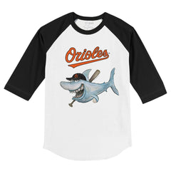 Baltimore Orioles Tiny Turnip Youth Shark 3/4-Sleeve Raglan T-Shirt - White/Black - MLB Sale