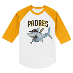 San Diego Padres Tiny Turnip Youth Shark 3/4-Sleeve Raglan T-Shirt - White/Gold - MLB Discount