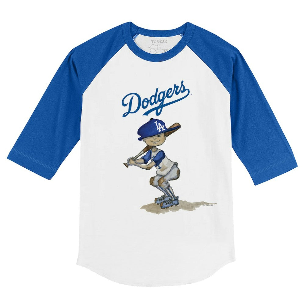 Los Angeles Dodgers Tiny Turnip Youth Slugger 3/4-Sleeve Raglan T-Shirt - White/Royal - MLB Sale