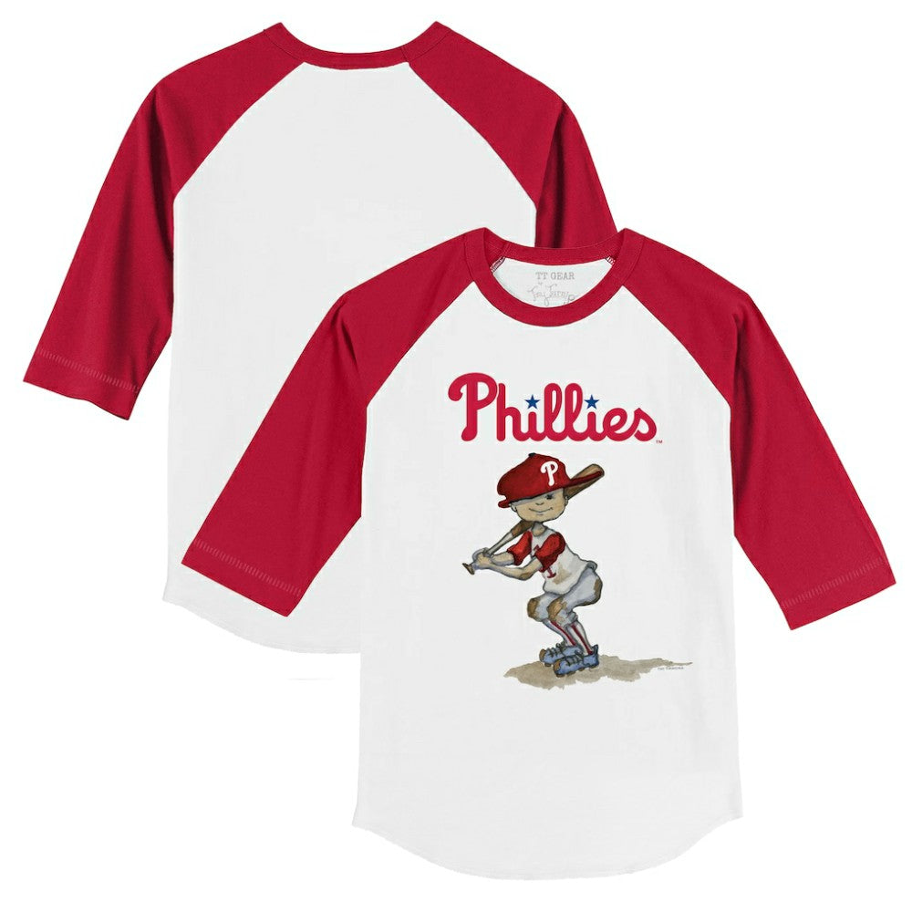 Philadelphia Phillies Tiny Turnip Youth Slugger 3/4-Sleeve Raglan T-Shirt - White/Red - MLB Discount