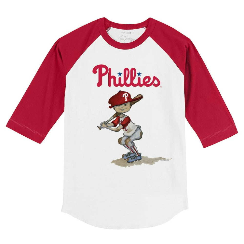 Philadelphia Phillies Tiny Turnip Youth Slugger 3/4-Sleeve Raglan T-Shirt - White/Red - MLB Discount