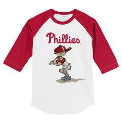 Philadelphia Phillies Tiny Turnip Youth Slugger 3/4-Sleeve Raglan T-Shirt - White/Red - MLB Discount