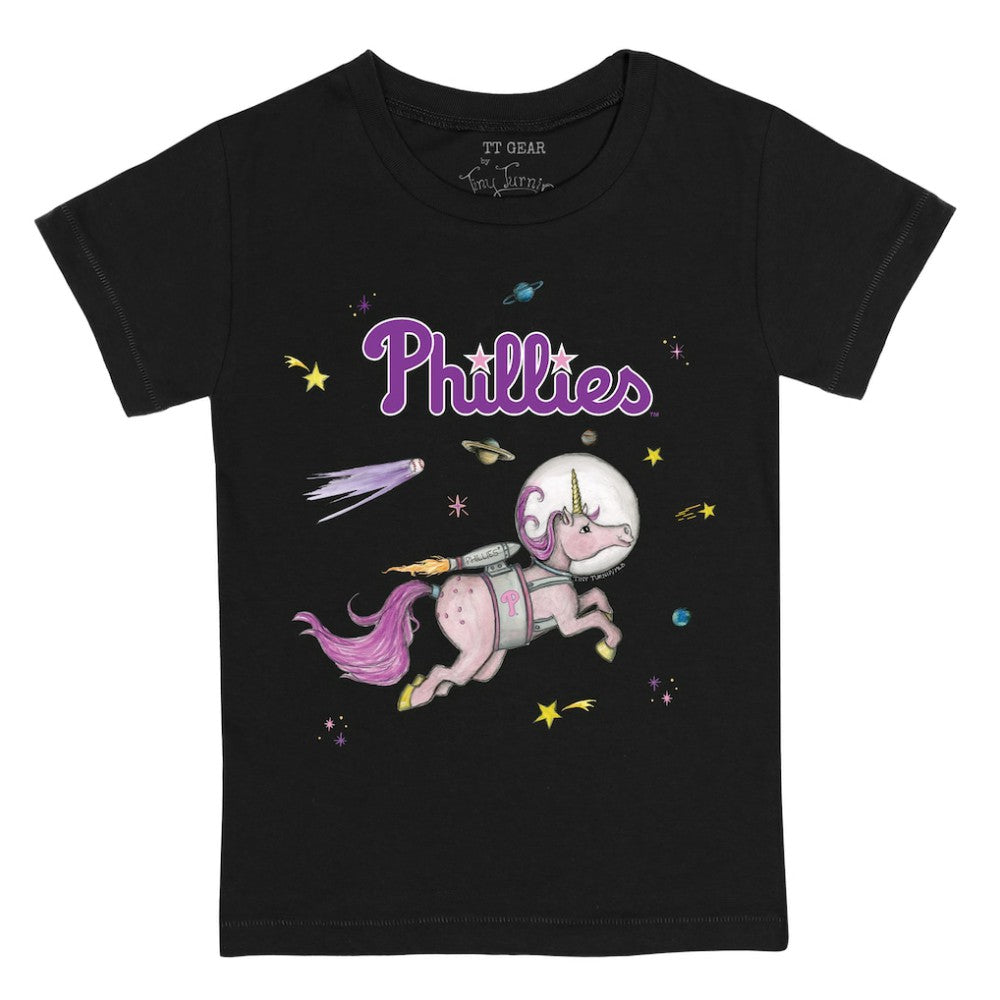Philadelphia Phillies Tiny Turnip Youth Space Unicorn T-Shirt - Black - MLB Sale