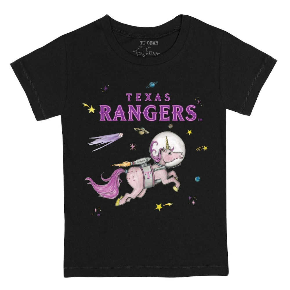 Texas Rangers Tiny Turnip Youth Space Unicorn T-Shirt - Black - MLB Discount