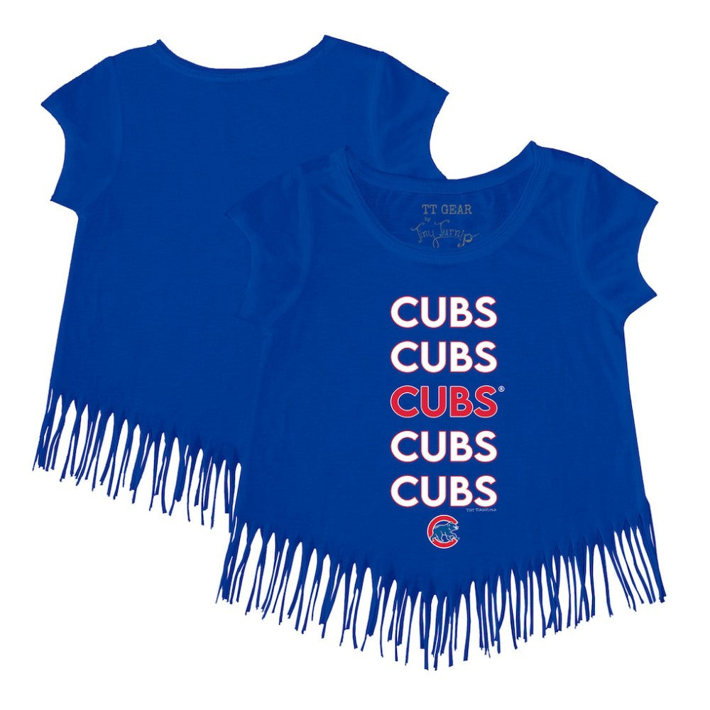 Chicago Cubs Tiny Turnip Girls Youth Stacked Fringe T-Shirt - Royal - MLB Online