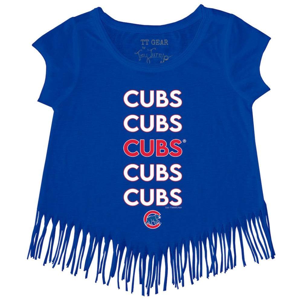 Chicago Cubs Tiny Turnip Girls Youth Stacked Fringe T-Shirt - Royal - MLB Online