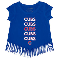 Chicago Cubs Tiny Turnip Girls Youth Stacked Fringe T-Shirt - Royal - MLB Online