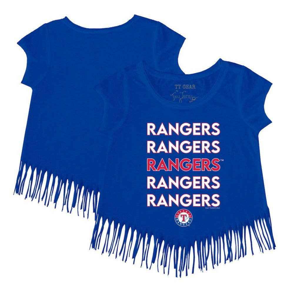 Texas Rangers Tiny Turnip Girls Youth Stacked Fringe T-Shirt - Royal - MLB Lifestyle