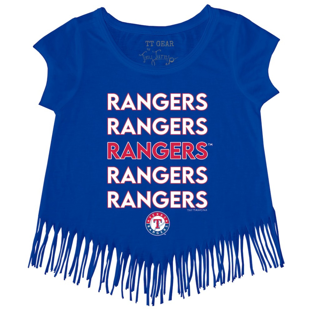 Texas Rangers Tiny Turnip Girls Youth Stacked Fringe T-Shirt - Royal - MLB Lifestyle