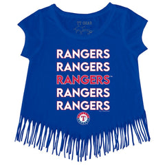 Texas Rangers Tiny Turnip Girls Youth Stacked Fringe T-Shirt - Royal - MLB Lifestyle