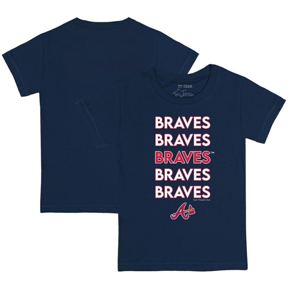 Atlanta Braves Tiny Turnip Youth Stacked T-Shirt - Navy - MLB Lifestyle