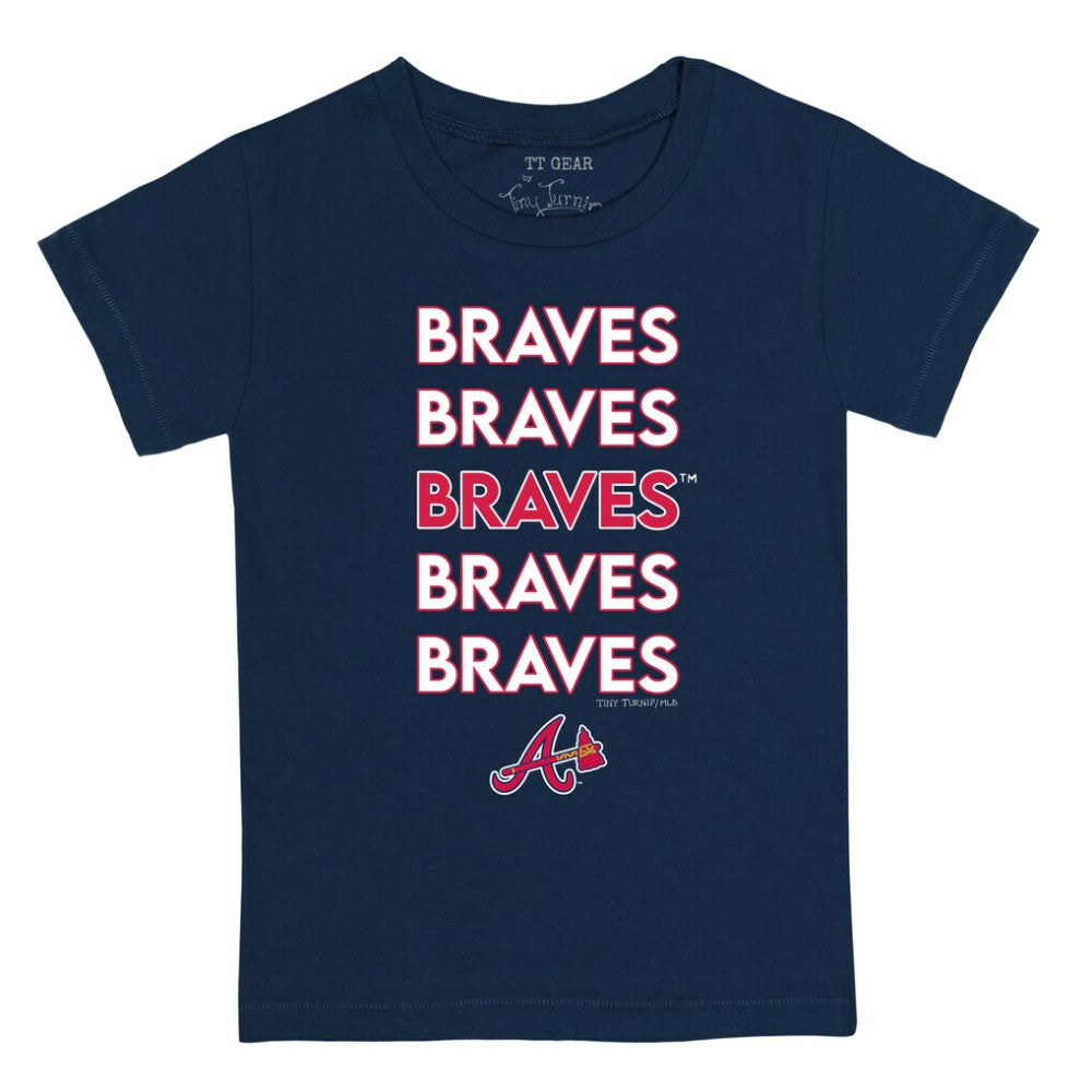 Atlanta Braves Tiny Turnip Youth Stacked T-Shirt - Navy - MLB Lifestyle