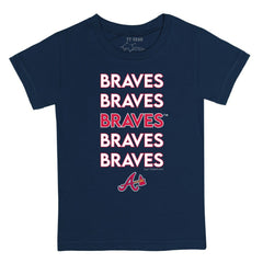 Atlanta Braves Tiny Turnip Youth Stacked T-Shirt - Navy - MLB Lifestyle