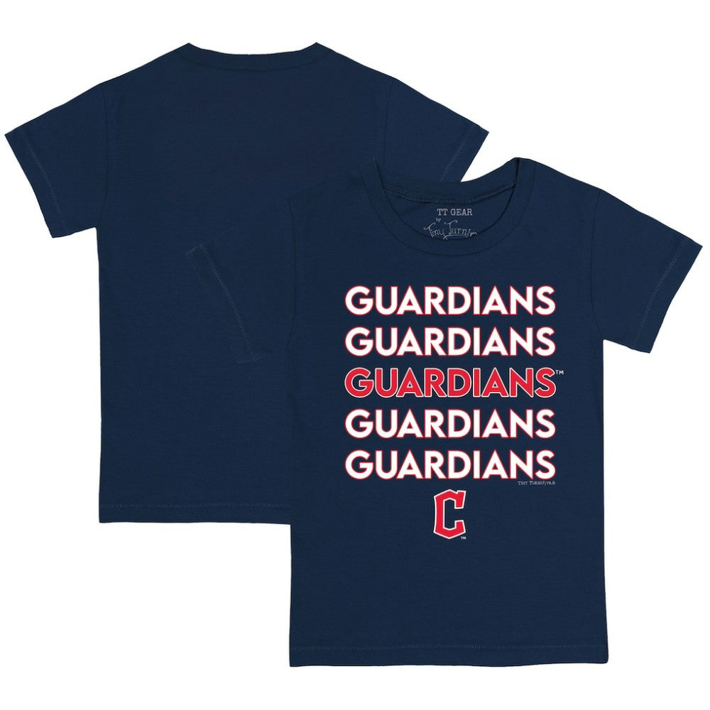 Cleveland Guardians Tiny Turnip Youth Stacked T-Shirt - Navy - MLB Lifestyle