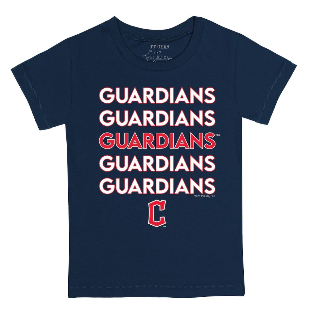 Cleveland Guardians Tiny Turnip Youth Stacked T-Shirt - Navy - MLB Lifestyle