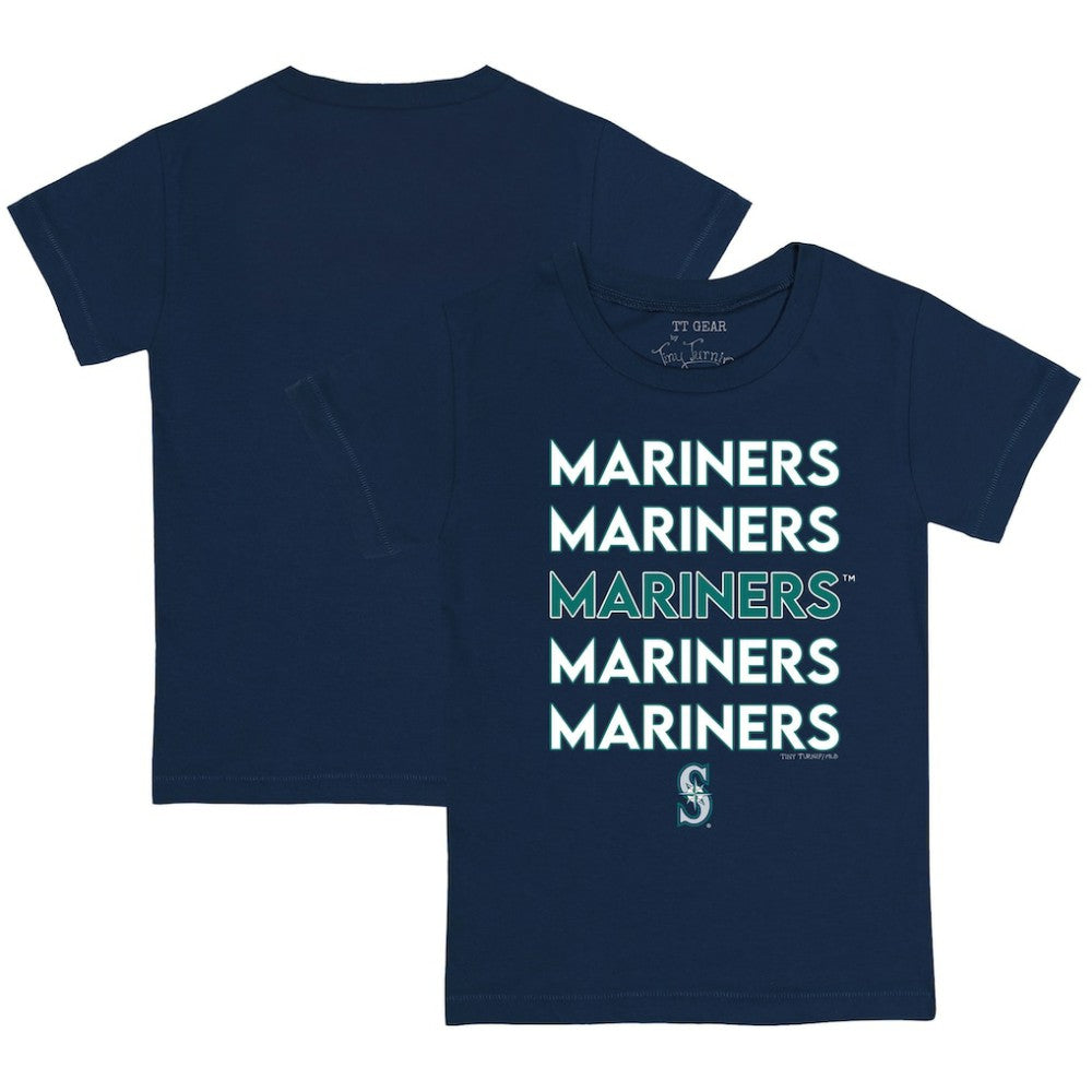 Seattle Mariners Tiny Turnip Youth Stacked T-Shirt - Navy - MLB Sale