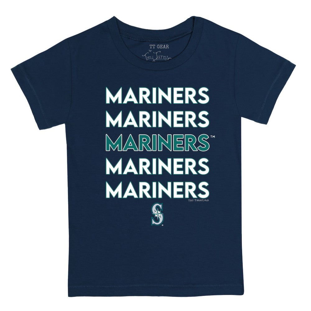 Seattle Mariners Tiny Turnip Youth Stacked T-Shirt - Navy - MLB Sale