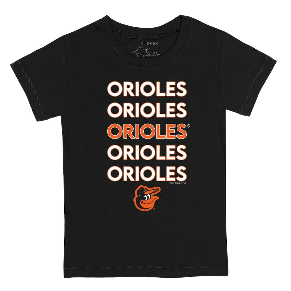 Baltimore Orioles Tiny Turnip Youth Stacked T-Shirt - Black - MLB Sale