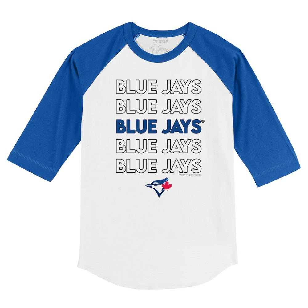 Toronto Blue Jays Tiny Turnip Youth Stacked 3/4-Sleeve Raglan T-Shirt - White/Royal - MLB Sale