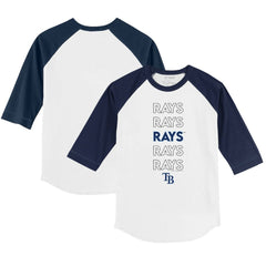 Tampa Bay Rays Tiny Turnip Youth Stacked 3/4-Sleeve Raglan T-Shirt - White/Navy - MLB on Sale