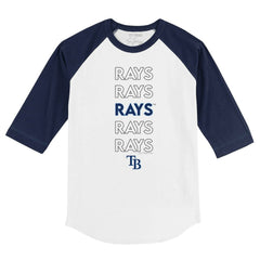 Tampa Bay Rays Tiny Turnip Youth Stacked 3/4-Sleeve Raglan T-Shirt - White/Navy - MLB on Sale