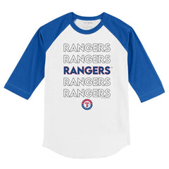 Texas Rangers Tiny Turnip Youth Stacked 3/4-Sleeve Raglan T-Shirt - White/Royal - MLB Lifestyle