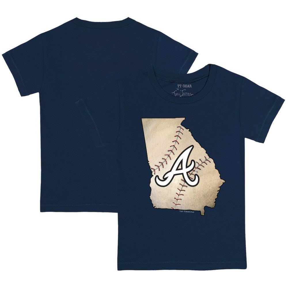 Atlanta Braves Tiny Turnip Youth State Outline T-Shirt - Navy - MLB Discount
