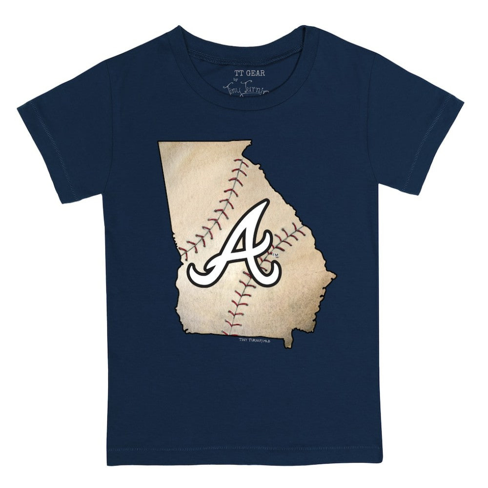 Atlanta Braves Tiny Turnip Youth State Outline T-Shirt - Navy - MLB Discount