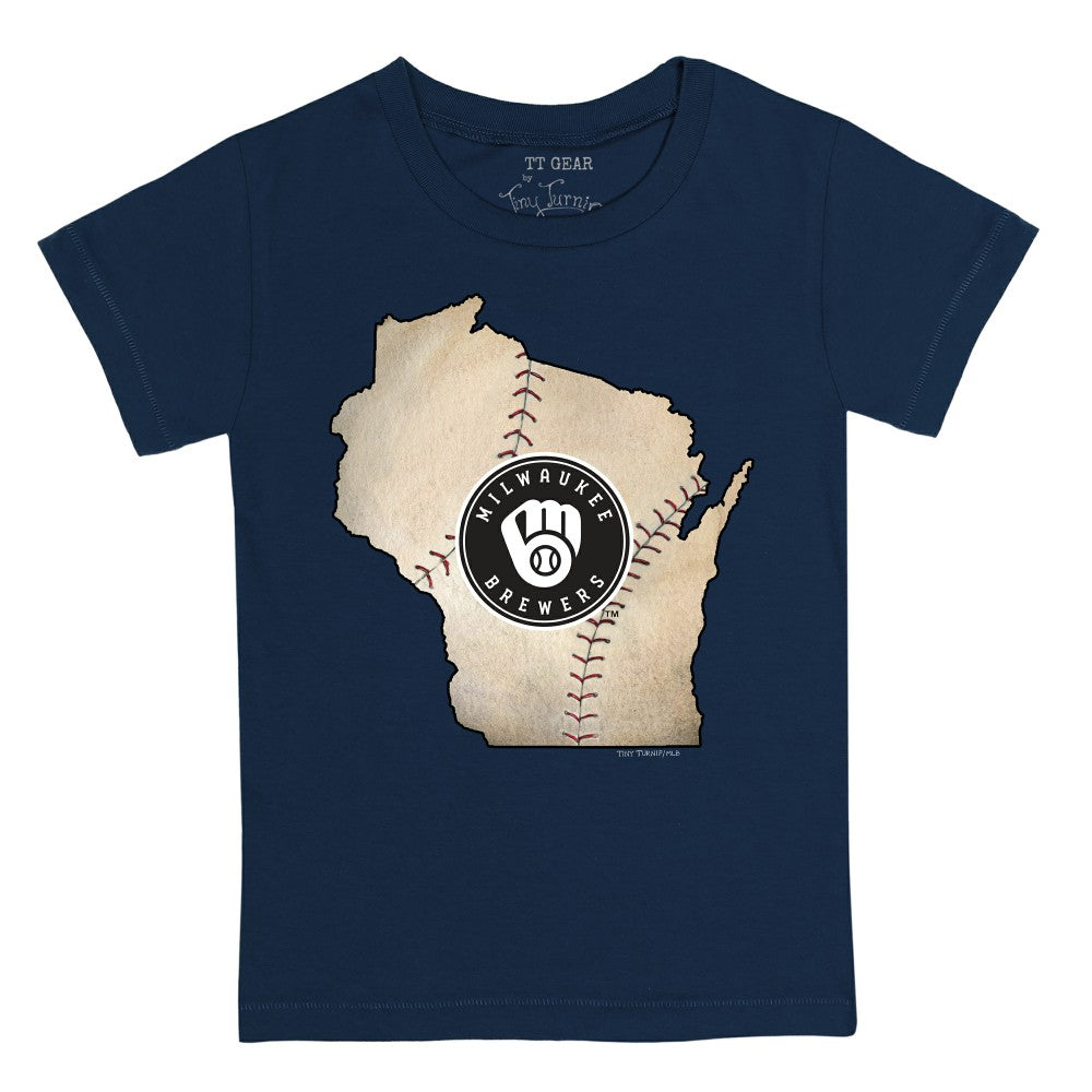 Milwaukee Brewers Tiny Turnip Youth State Outline T-Shirt - Navy - MLB on Sale