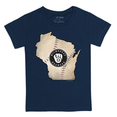 Milwaukee Brewers Tiny Turnip Youth State Outline T-Shirt - Navy - MLB on Sale