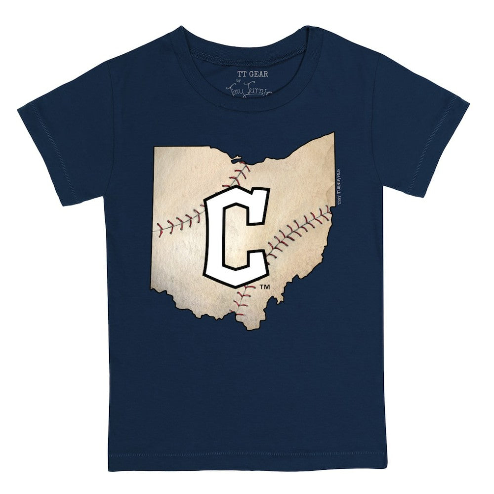 Cleveland Guardians Tiny Turnip Youth State Outline T-Shirt - Navy - MLB Lifestyle