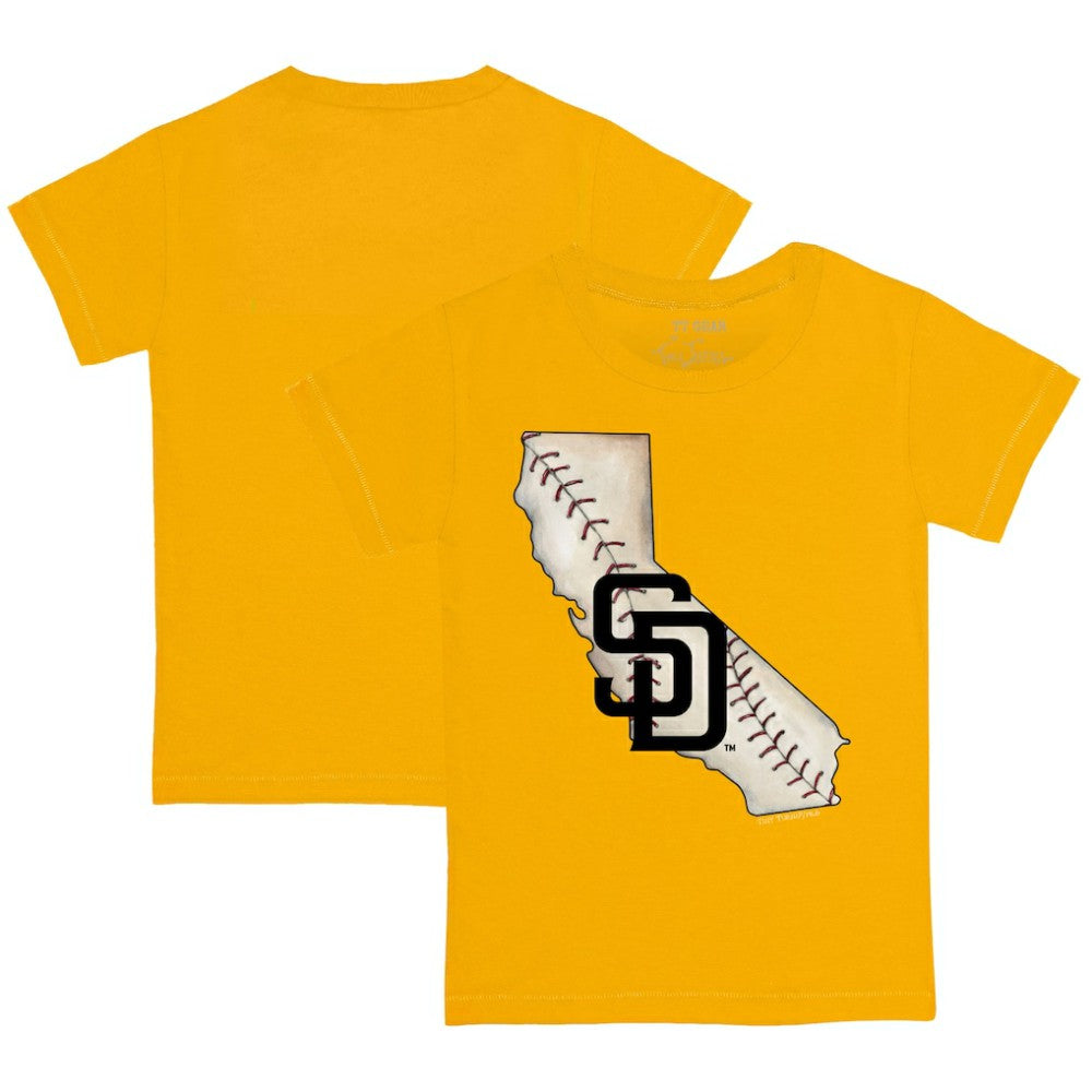 San Diego Padres Tiny Turnip Youth State Outline T-Shirt - Gold - MLB on Sale