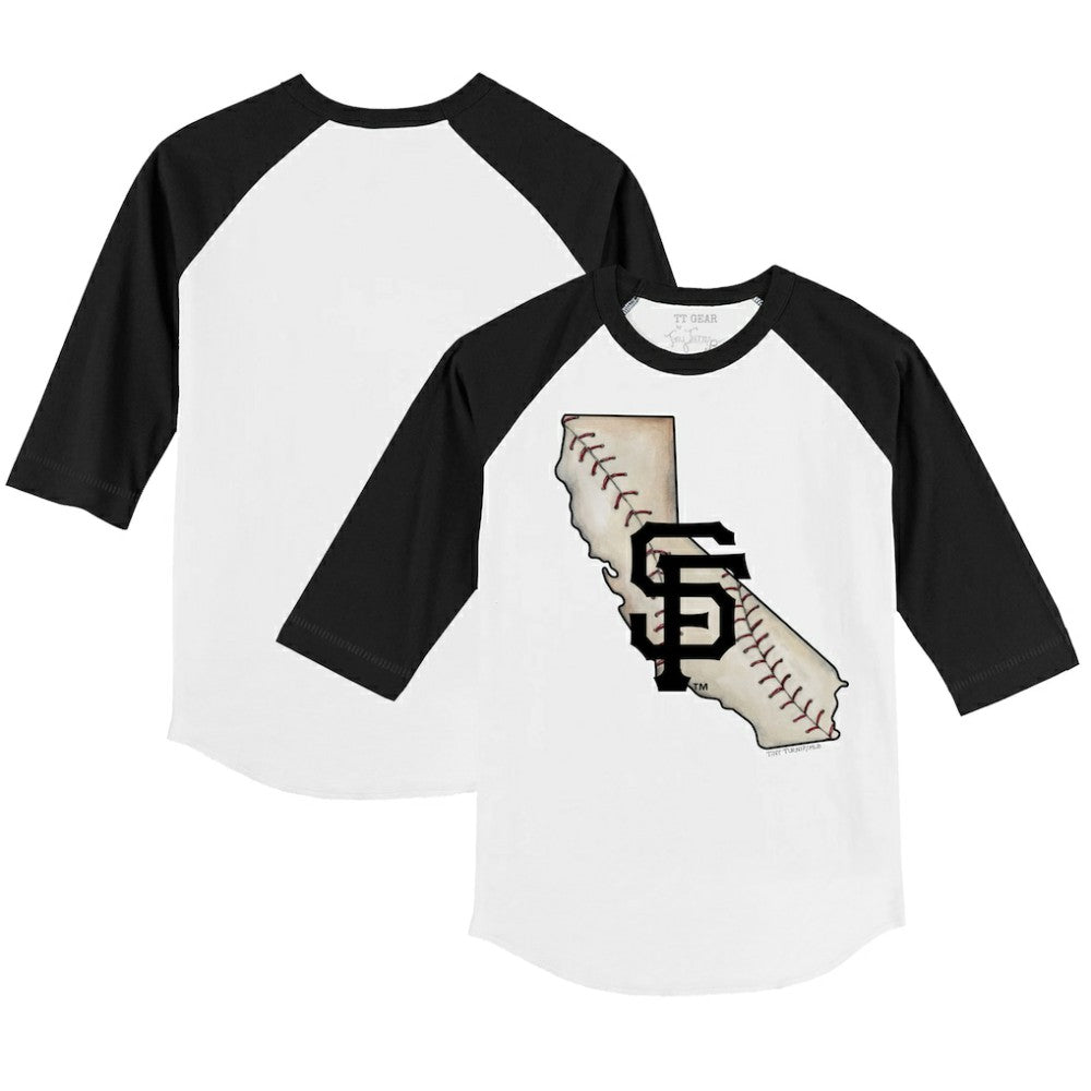 San Francisco Giants Tiny Turnip Youth State Outline 3/4-Sleeve Raglan T-Shirt - White/Black - MLB Online