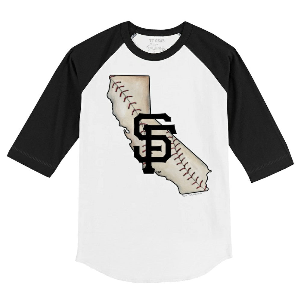 San Francisco Giants Tiny Turnip Youth State Outline 3/4-Sleeve Raglan T-Shirt - White/Black - MLB Online