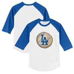 Los Angeles Dodgers Tiny Turnip Youth Stitched Baseball 3/4-Sleeve Raglan T-Shirt - White/Royal - MLB Discount