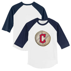 Cleveland Guardians Tiny Turnip Youth Stitched Baseball 3/4-Sleeve Raglan T-Shirt - White/Navy - MLB on Sale