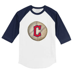 Cleveland Guardians Tiny Turnip Youth Stitched Baseball 3/4-Sleeve Raglan T-Shirt - White/Navy - MLB on Sale