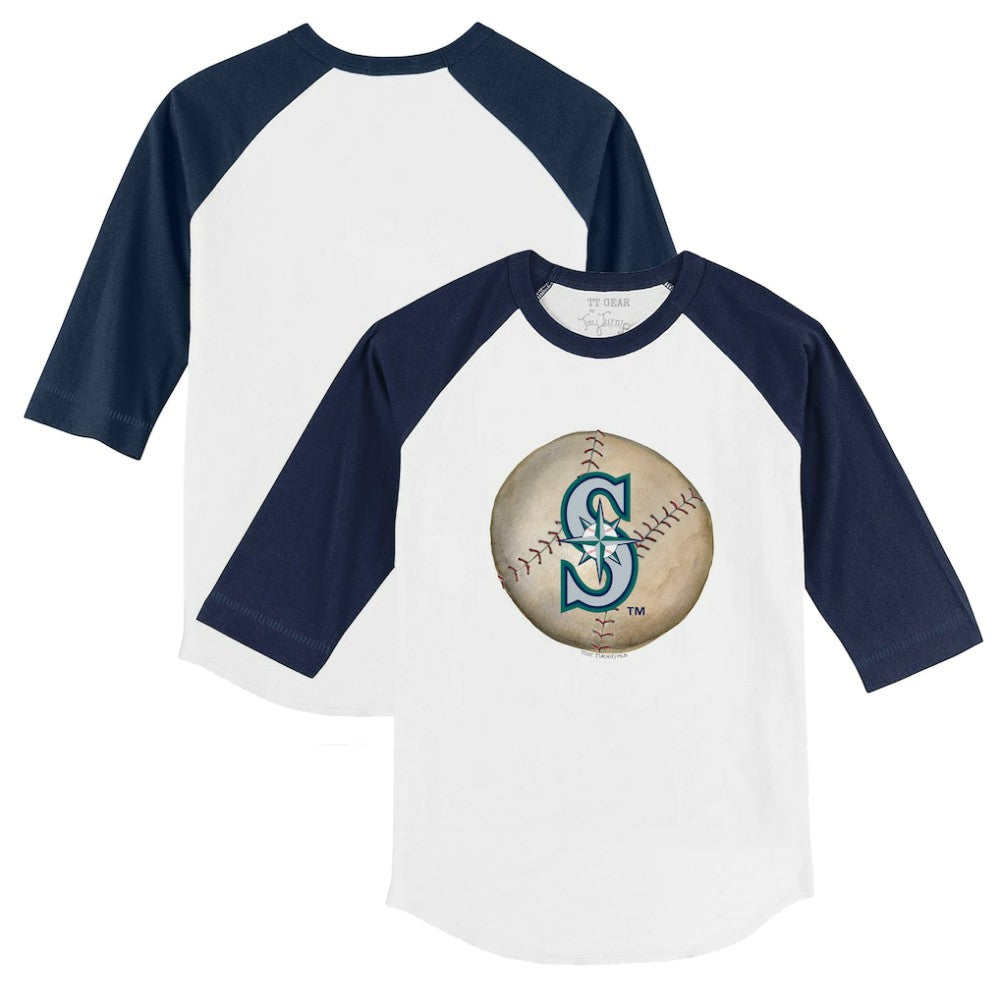 Seattle Mariners Tiny Turnip Youth Stitched Baseball 3/4-Sleeve Raglan T-Shirt - White/Navy - MLB on Sale