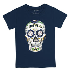 Milwaukee Brewers Tiny Turnip Youth Sugar Skull T-Shirt - Navy - MLB Sale