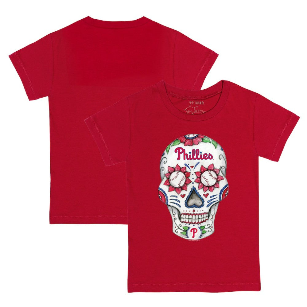 Philadelphia Phillies Tiny Turnip Youth Sugar Skull T-Shirt - Red - MLB Sale