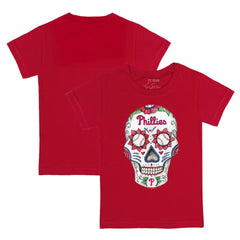 Philadelphia Phillies Tiny Turnip Youth Sugar Skull T-Shirt - Red - MLB Sale