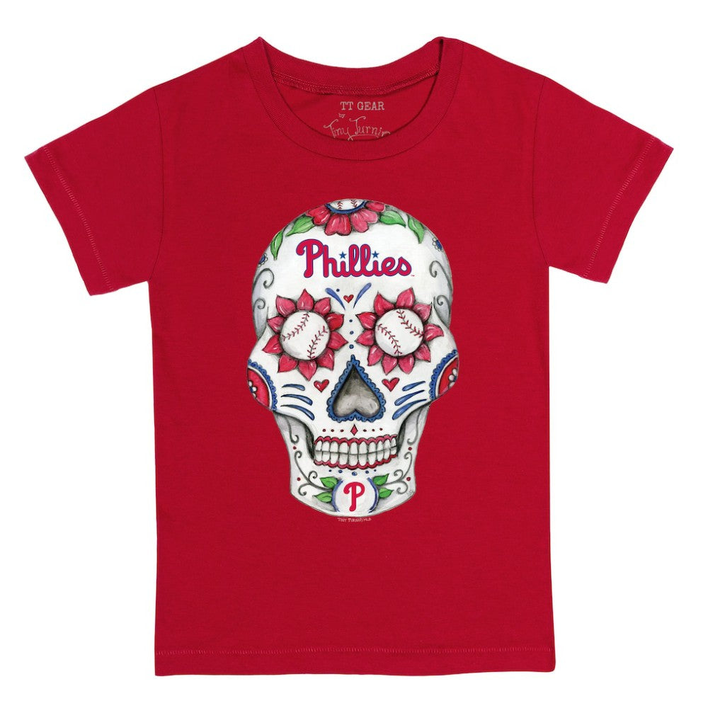 Philadelphia Phillies Tiny Turnip Youth Sugar Skull T-Shirt - Red - MLB Sale